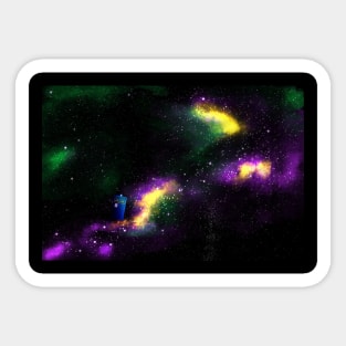 Purple & Green Nebula TARDIS Sticker